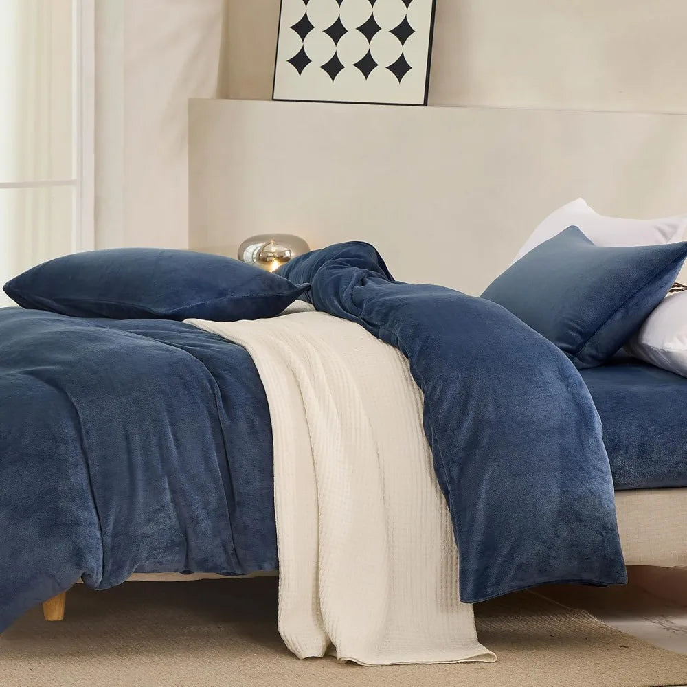 Luxurious Soft Flannel Duvet Cover Set With Corner Ties