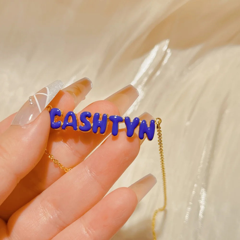 Duoying Custom Letter Necklace Personalized Name Enamel Pendant