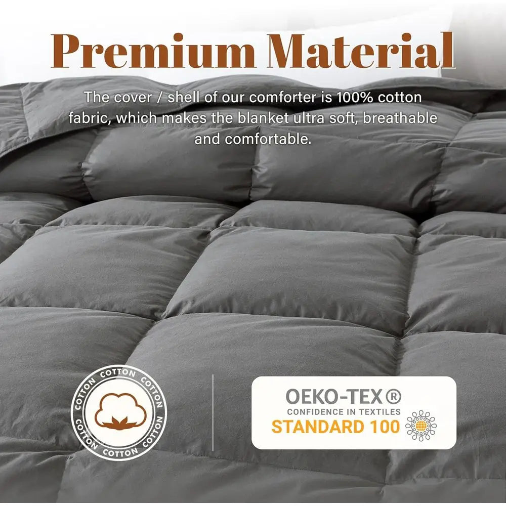 Feather Down Fiber Comforter Duvet Insert 100 Percent Cotton Winter