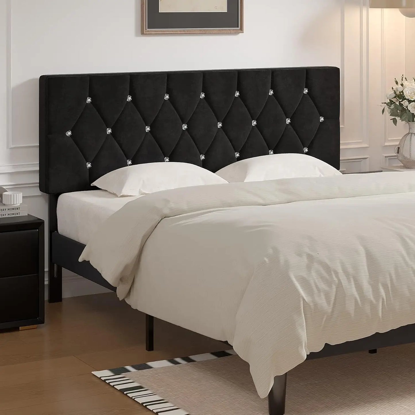 Tufted Upholstered Headboard With Diamond Button Design