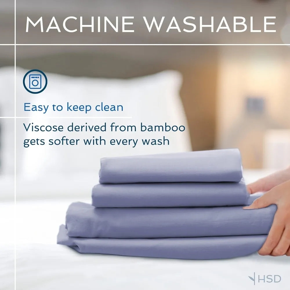 4 Piece Bamboo Viscose Bed Sheet Set With Pillowcases