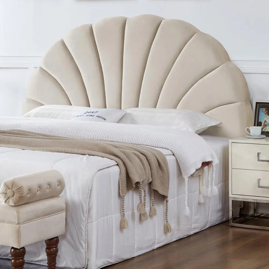DAFIFY Crown Design Headboard Upholstered Velvet Petal Pattern