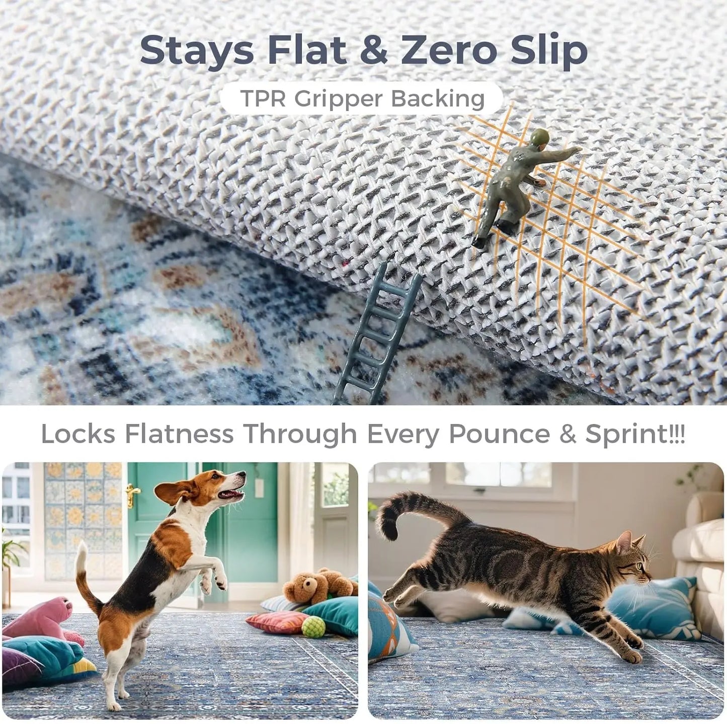 Washable Non Slip Cotton Rug For Living Room Bedroom