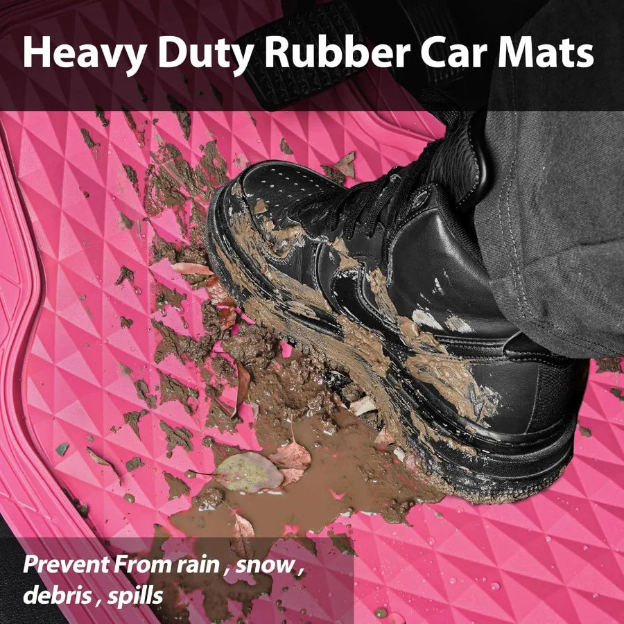 All Weather 3D Cyber Diamond Rubber Car Floor Mats