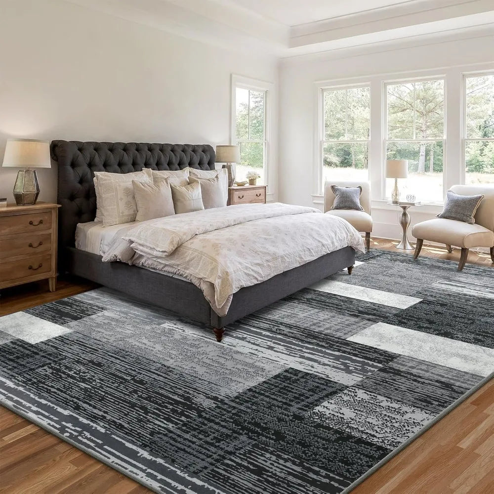 Modern Geometric Patchwork Area Rug Polypropylene Machine Made Indoor Floor