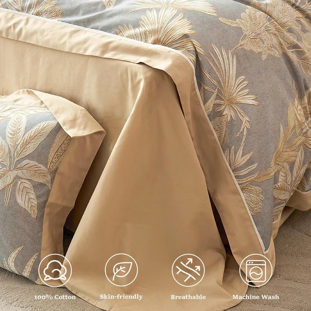 Cotton Duvet Cover Set 3-Piece Soft Breathable Bedding