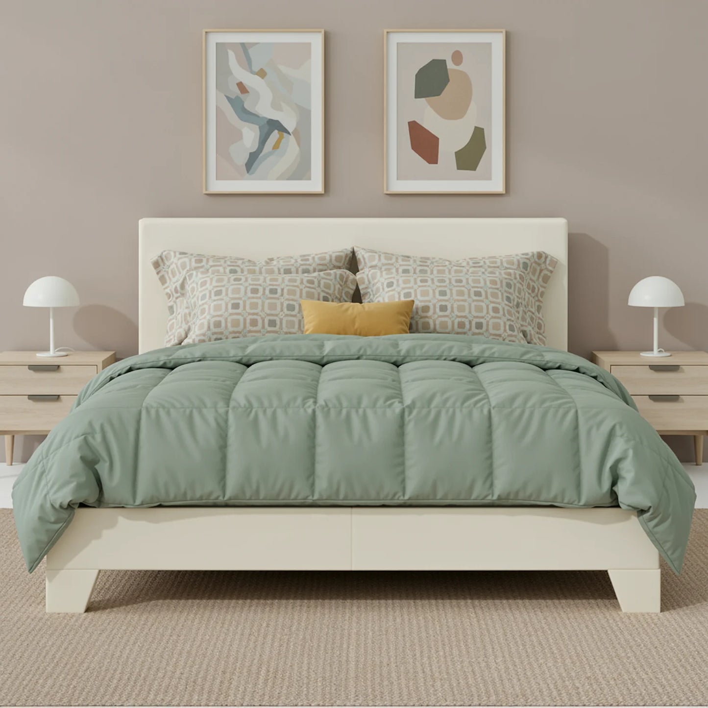 HOOMIC Upholstered Bed Frame With Adjustable Linen Headboard And Slats