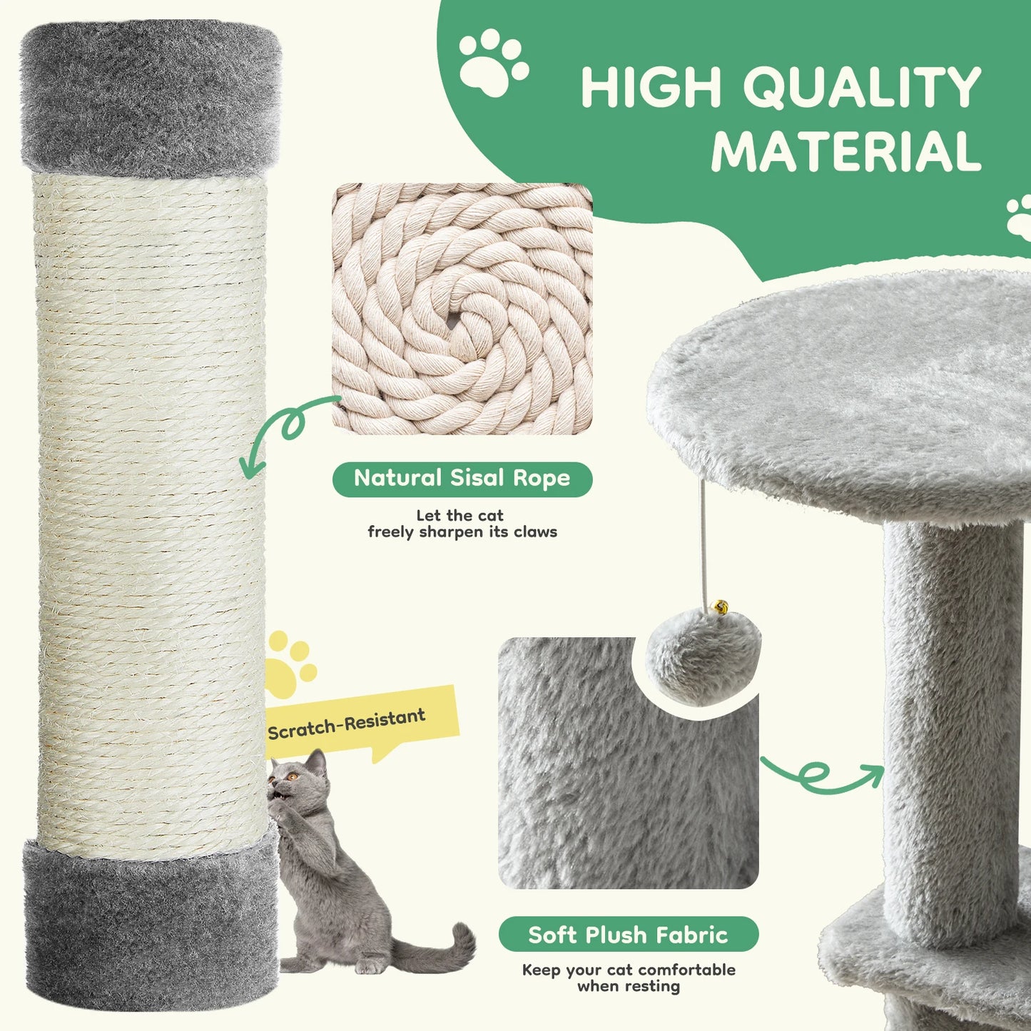 JHK Cat Tree Indoor Multi Cat Climbing Tower With Scratching Posts