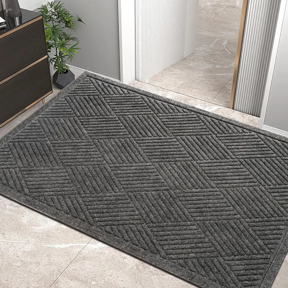 Front Door Mat Absorbent Mud Dirt Resistant Welcome Indoor Outdoor