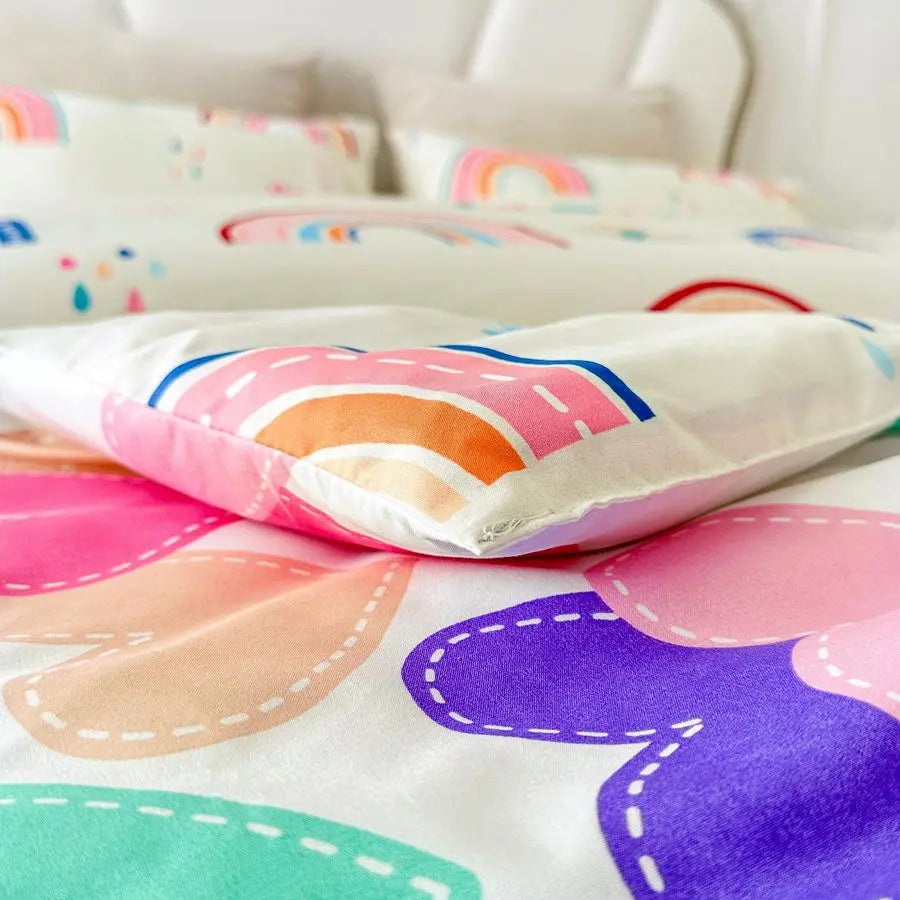 Lightweight Rainbow Comforter Set 3 Piece With 2 Pillow Covers For Girls