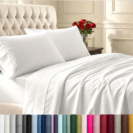 Natural 100 Percent Cotton Sheets Set With Elastic Edges