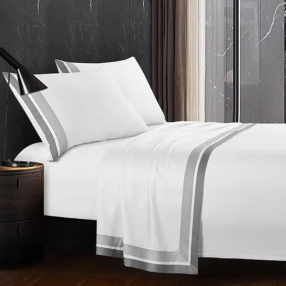 Luxury Egyptian Cotton Sateen Sheets Set Modern Hotel Style 400TC