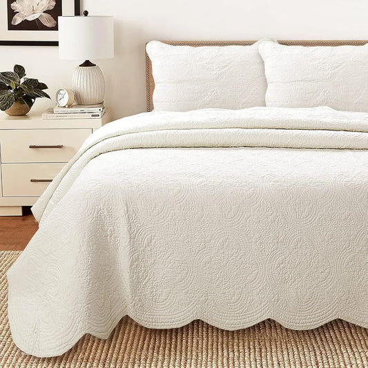 100 Percent Cotton Matelasse Embossed Bedding Quilt Set Reversible Bedspread