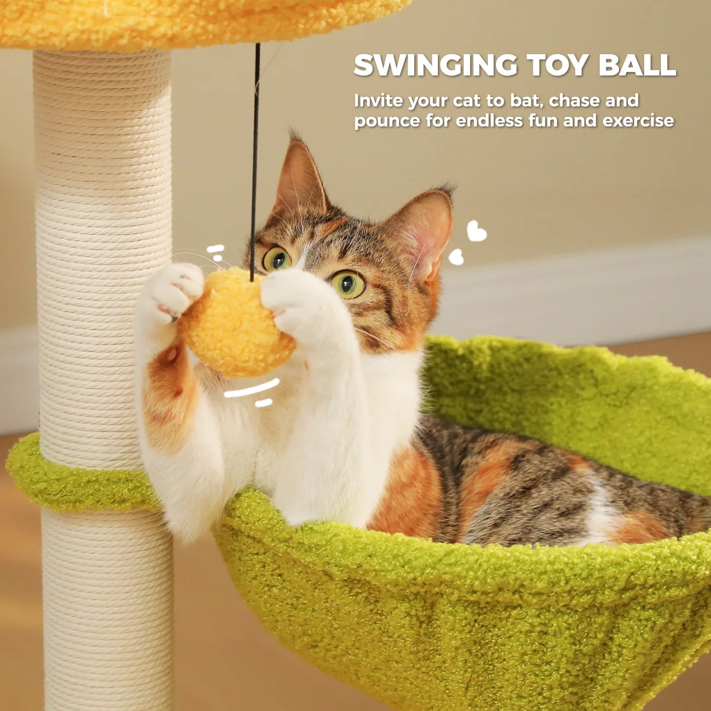 PAWZ Road Flower Cat Tree 2 Hammocks And Sisal Posts