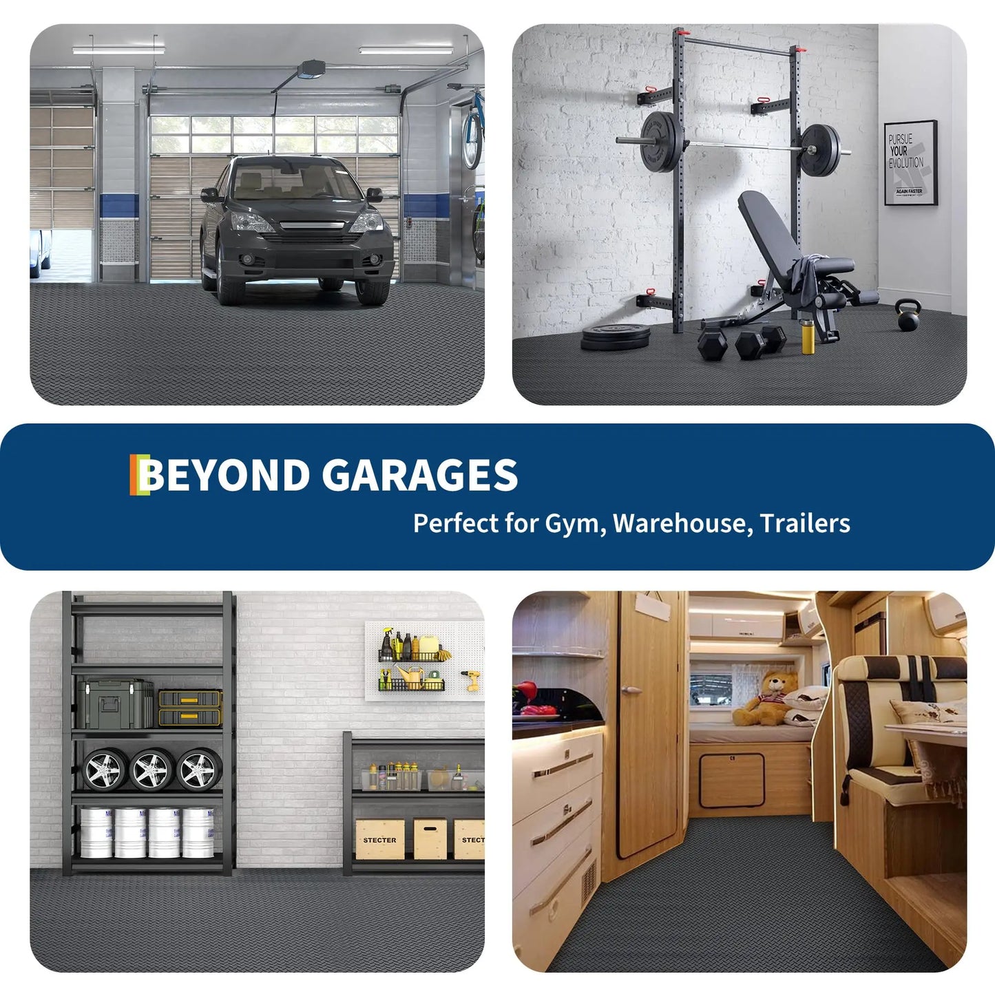 HiMISS Garage Floor Mat Non Slip PVC Roll Diamond Plate