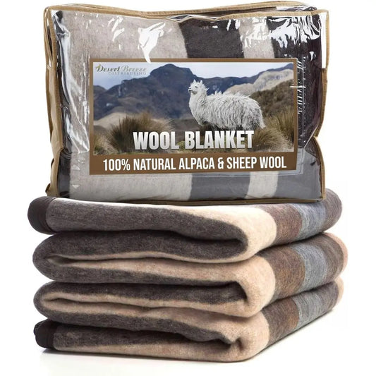 Natural Alpaca And Sheep Wool Blanket Made In Peru