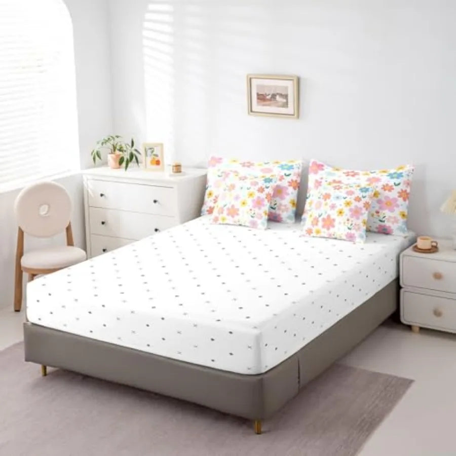 Cute Flower Bedding Set Duvet Cover 4 Piece For Girls