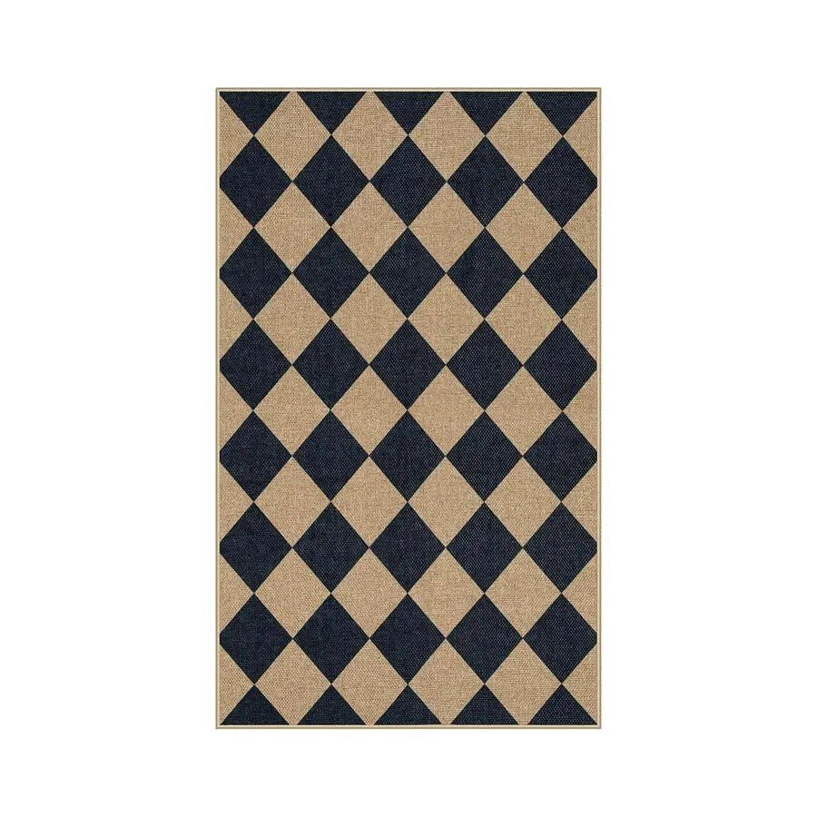 Checkered Jute Outdoor Rug For Patio And Entryway Washable