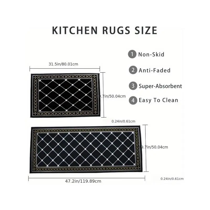 NONECN Washable Non Slip Kitchen Mats Set Absorbent Rugs