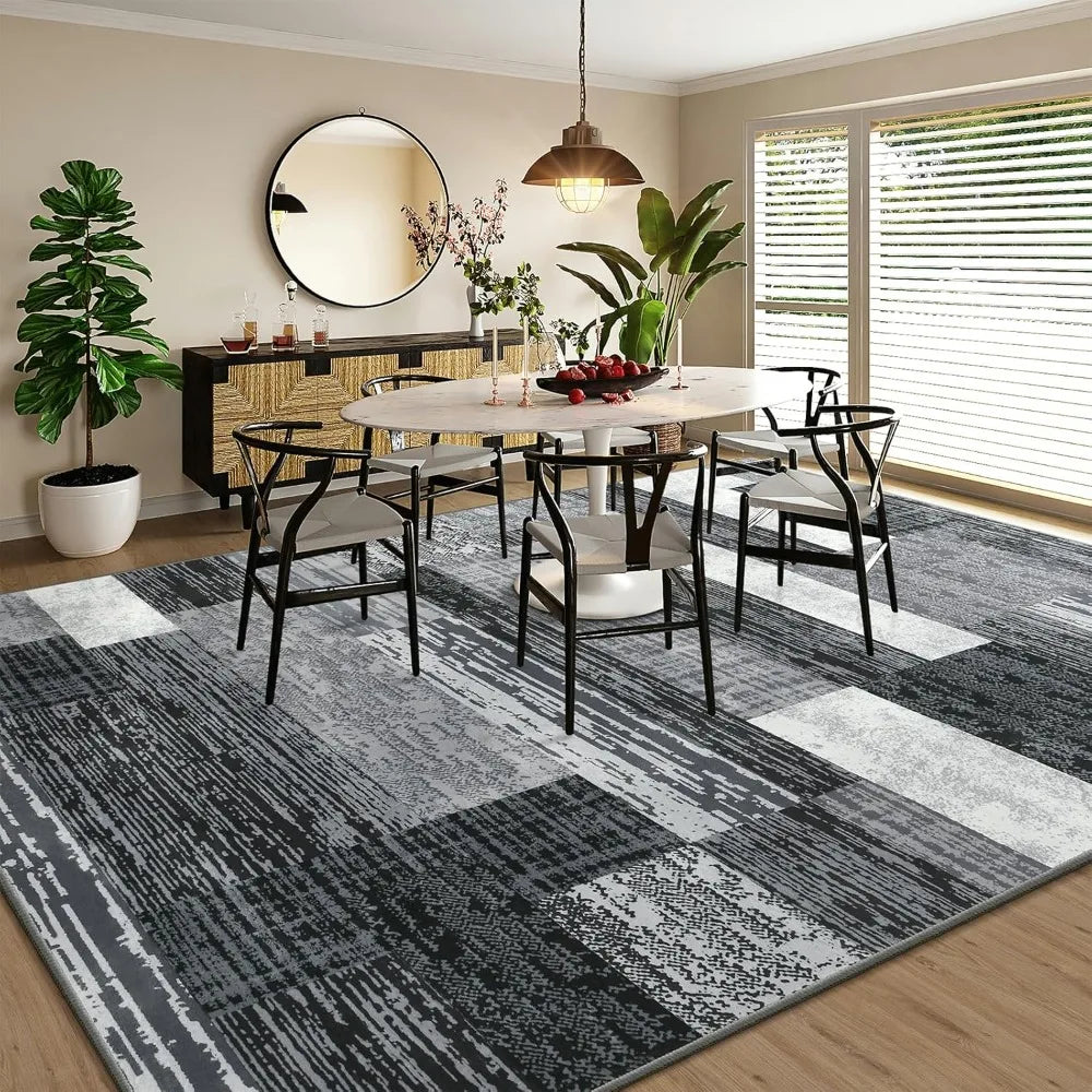 Modern Geometric Patchwork Area Rug Polypropylene Machine Made Indoor Floor