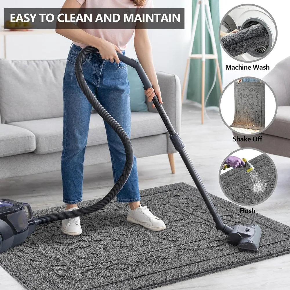 Indoor Dirt Trapper Doormat Non-Slip Washable Absorbent Welcome Mat