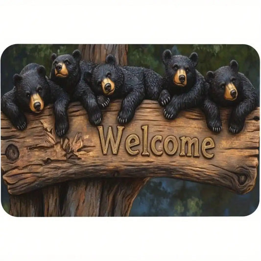 Bears Welcome Door Mat Non Slip Quick Dry Washable