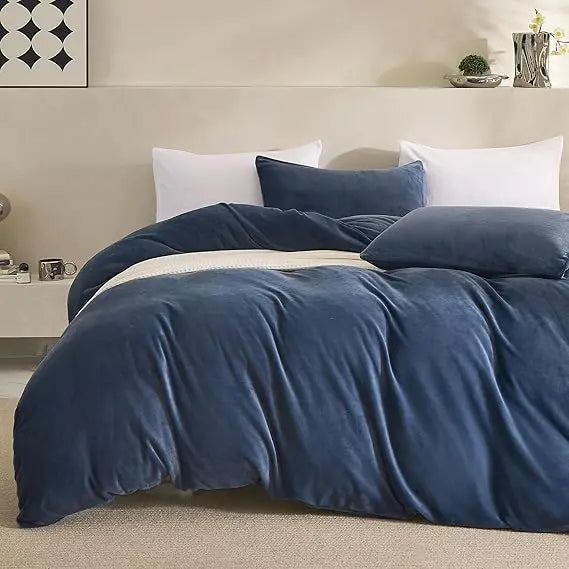 Luxurious Soft Flannel Duvet Cover Set With Corner Ties
