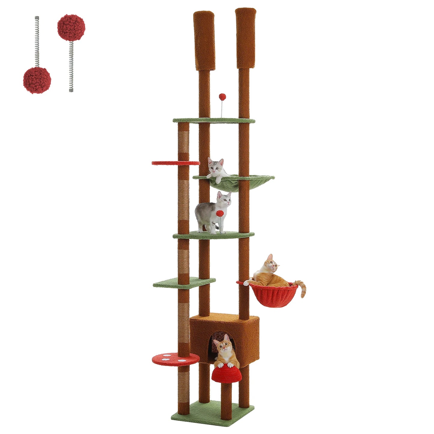 PAWZ Road Adjustable Wooden Cat Tree With Hammock And Posts