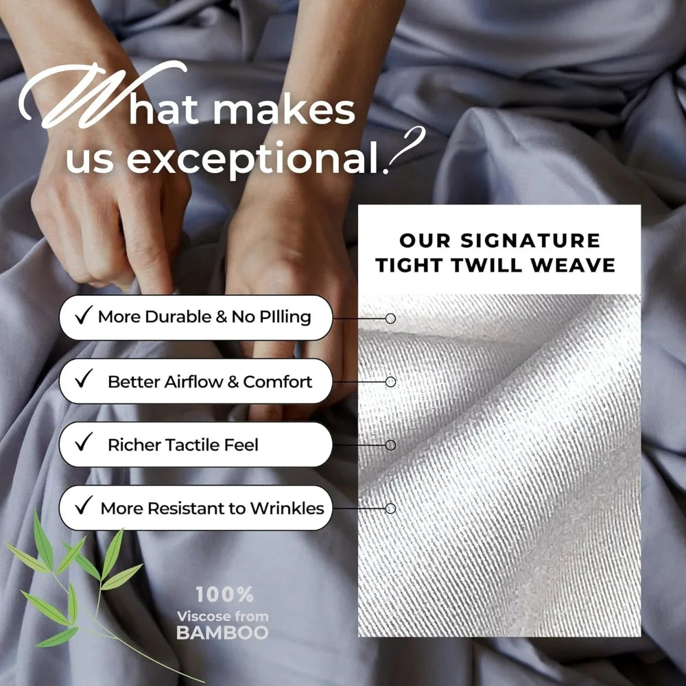 Bamboo Viscose Cooling Sheets 4pc Set Breathable Luxury