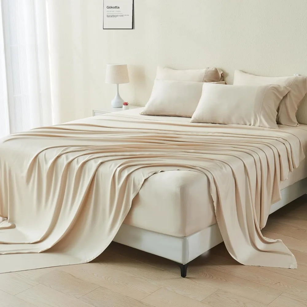 Ultra Soft Cooling Bed Sheets 6 Piece Set Silky Breathable