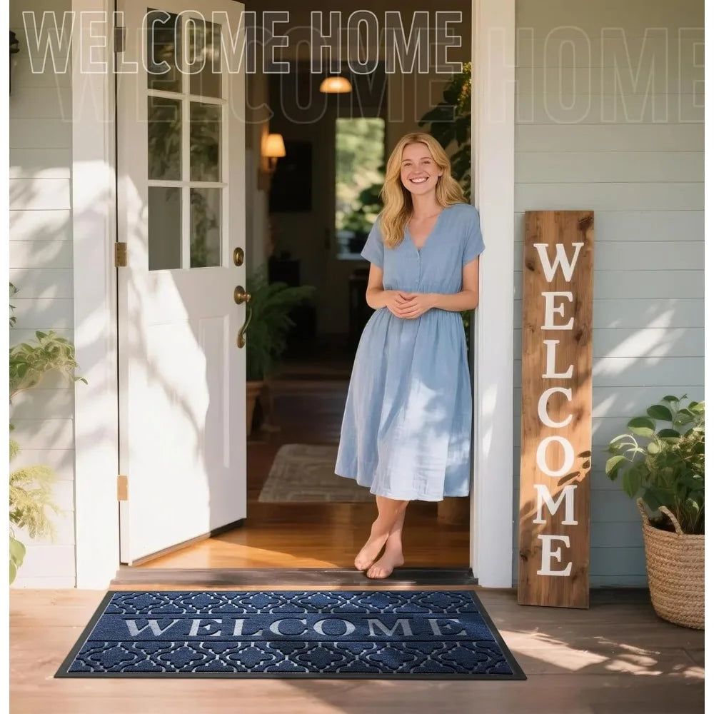 All Season Bamboo Fiber Welcome Door Mat Antibacterial Non Slip