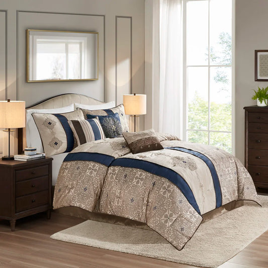 Jacquard Comforter Set 7 Piece With Throw Pillows Included
