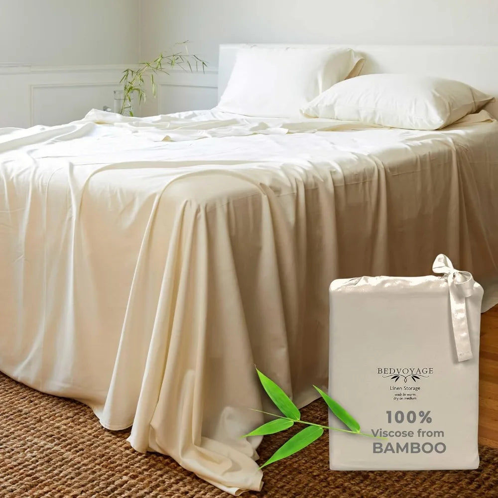 Bamboo Viscose Cooling Sheets 4pc Set Breathable Luxury