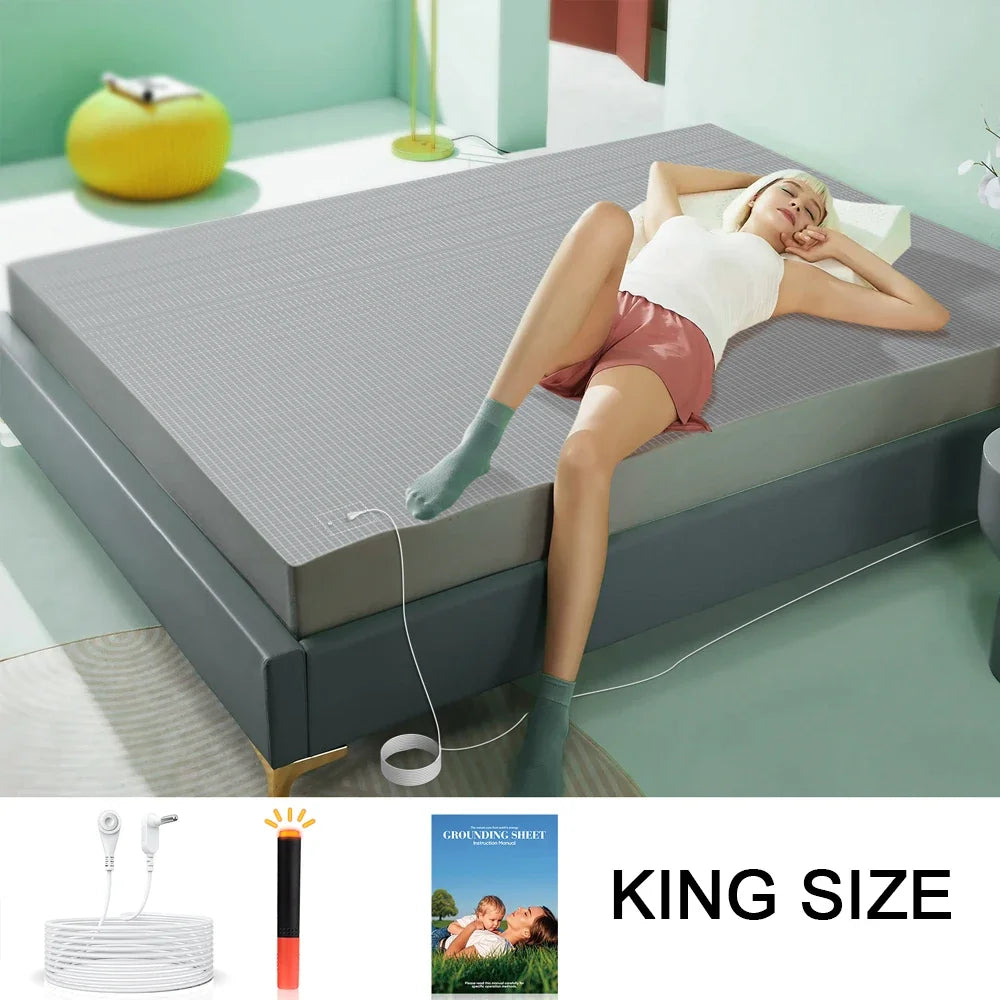 NONECN Earthing Organic Cotton Fitted Sheet With Conductive Silver Fiber