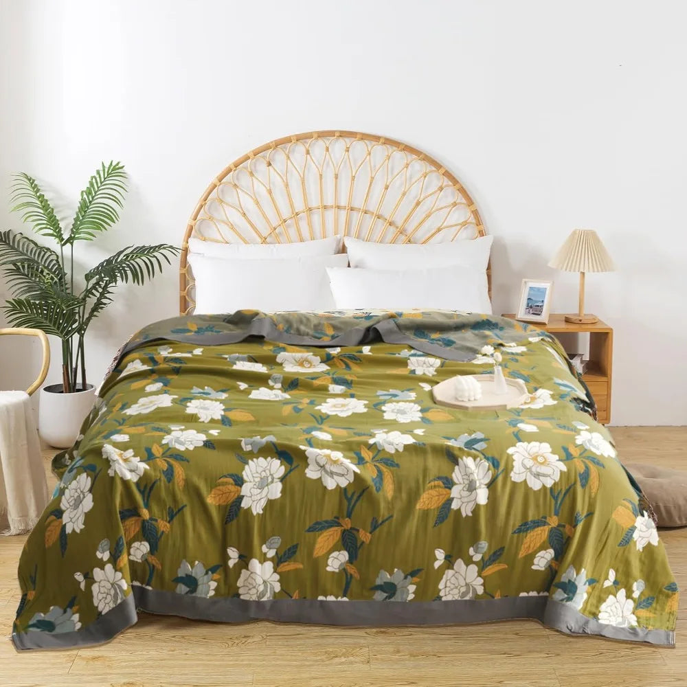 Cozy Cotton Bohemian Quilt Bed Throw For Farmhouse Style