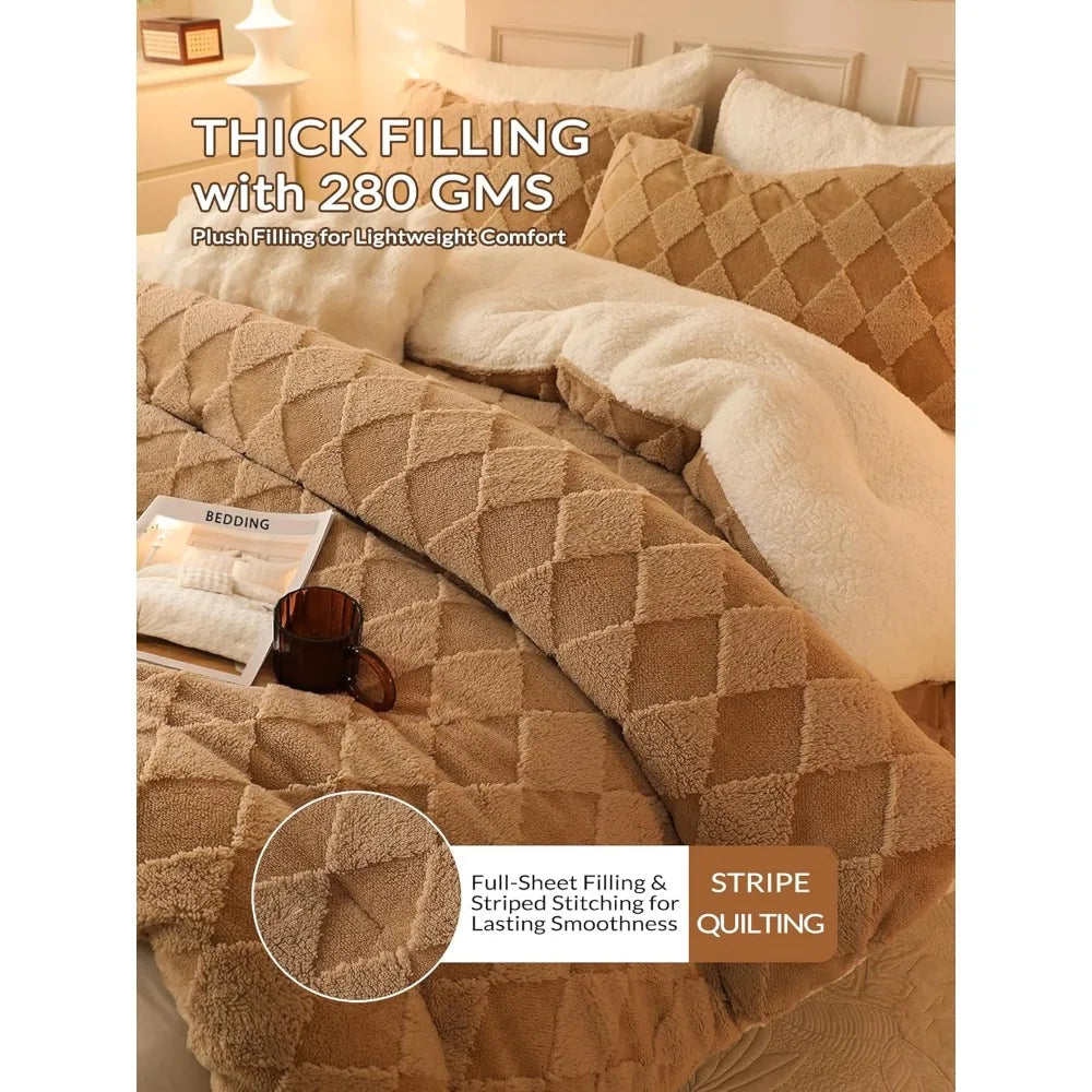 Fleece Comforter Set Bedding Ultra Soft Winter Sleep Ensemble