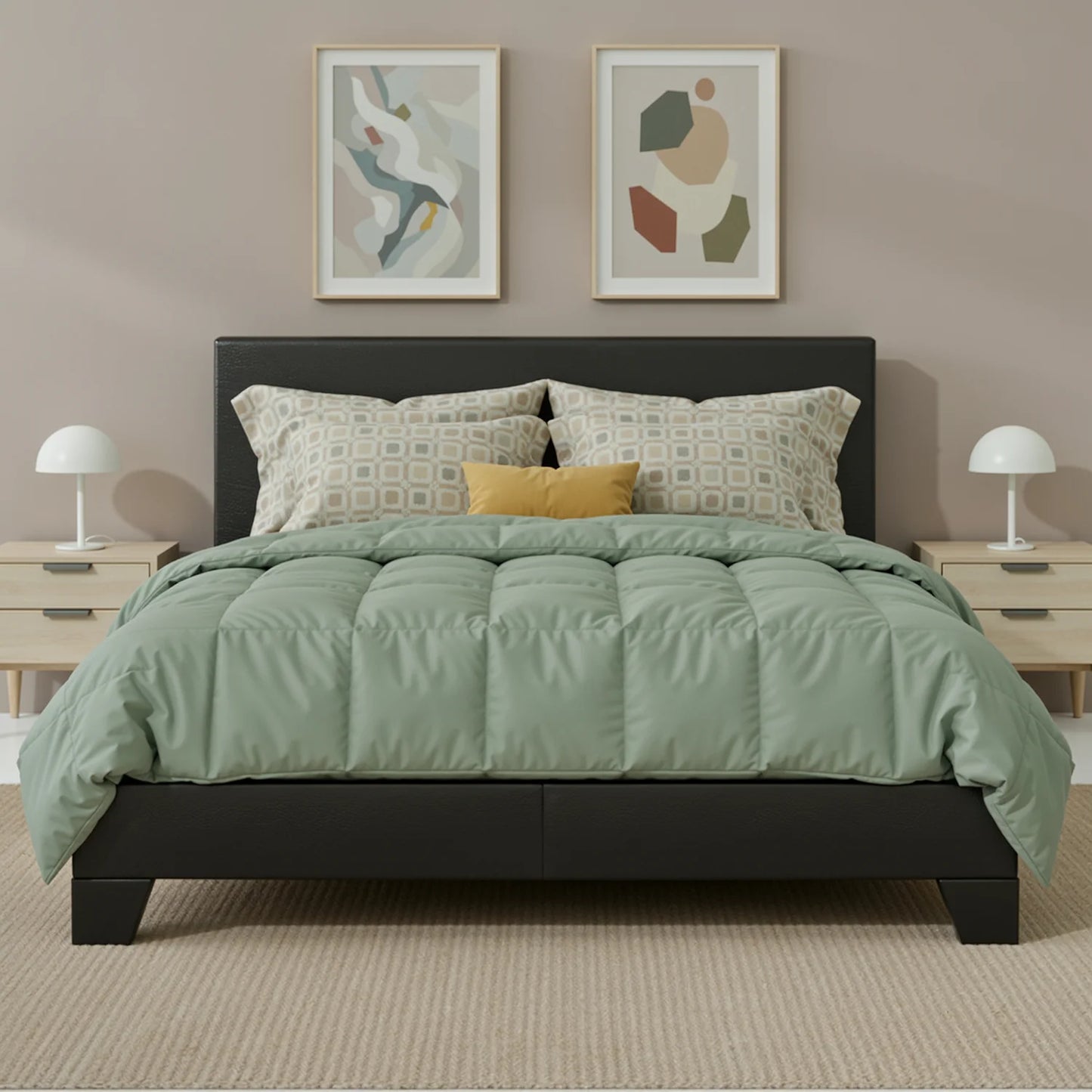 HOOMIC Upholstered Bed Frame With Adjustable Linen Headboard And Slats