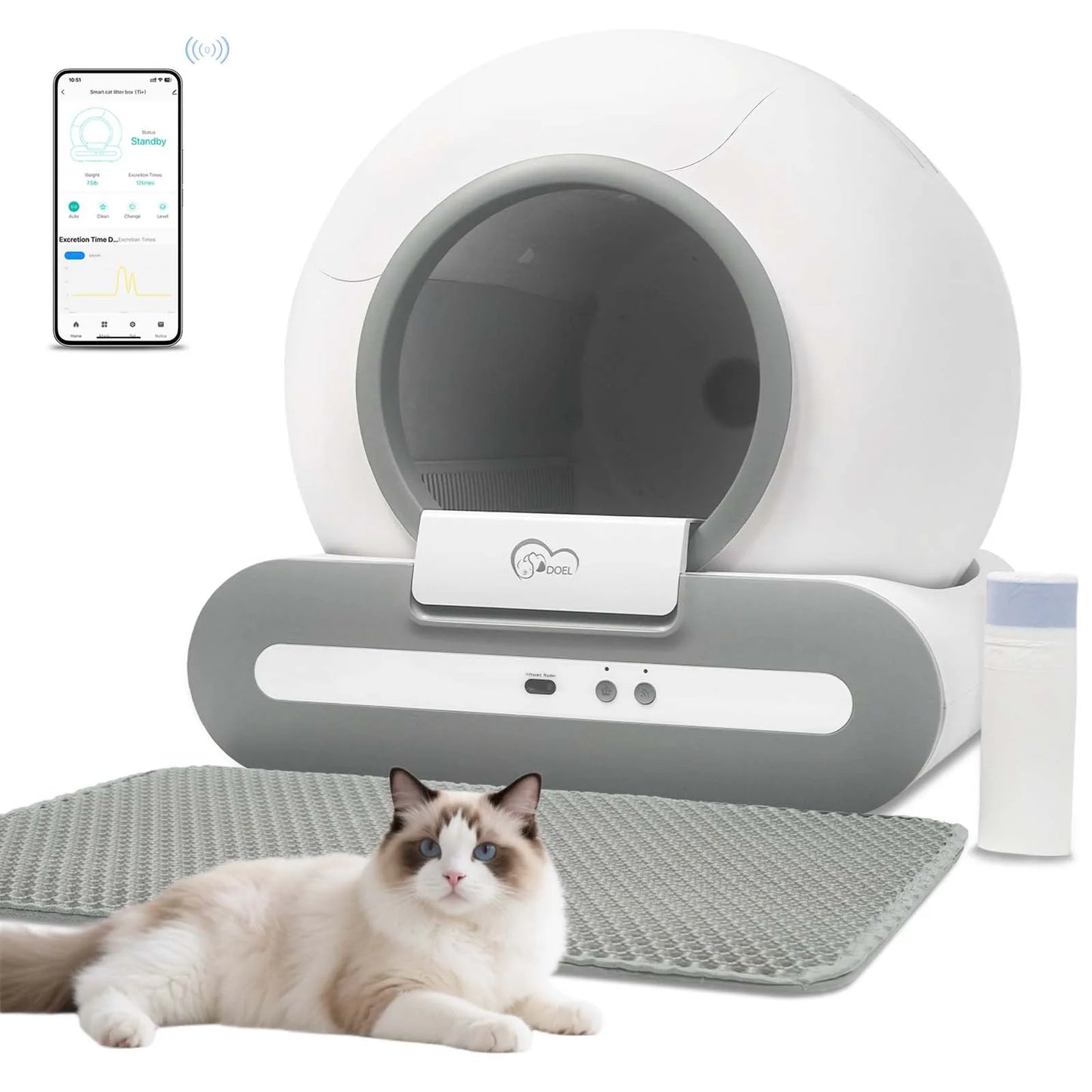 DOEL Self Cleaning Smart Cat Litter Box With App Control