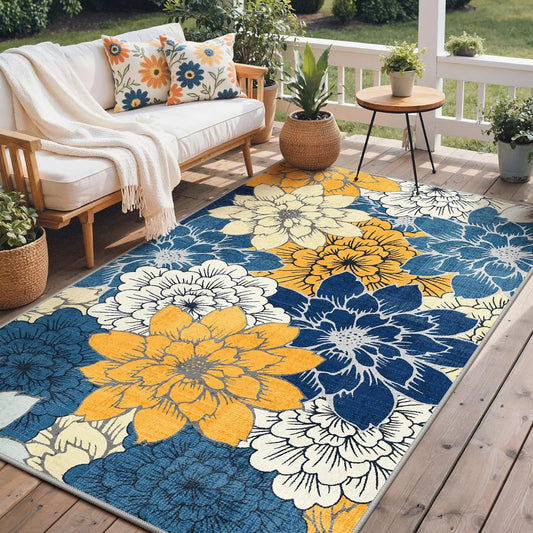 Washable Indoor Outdoor Non Slip Rug Waterproof For Patio