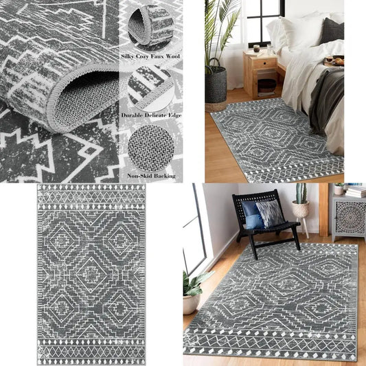 Moroccan Geometric Washable Cotton Rug Non Slip Living Room Mat