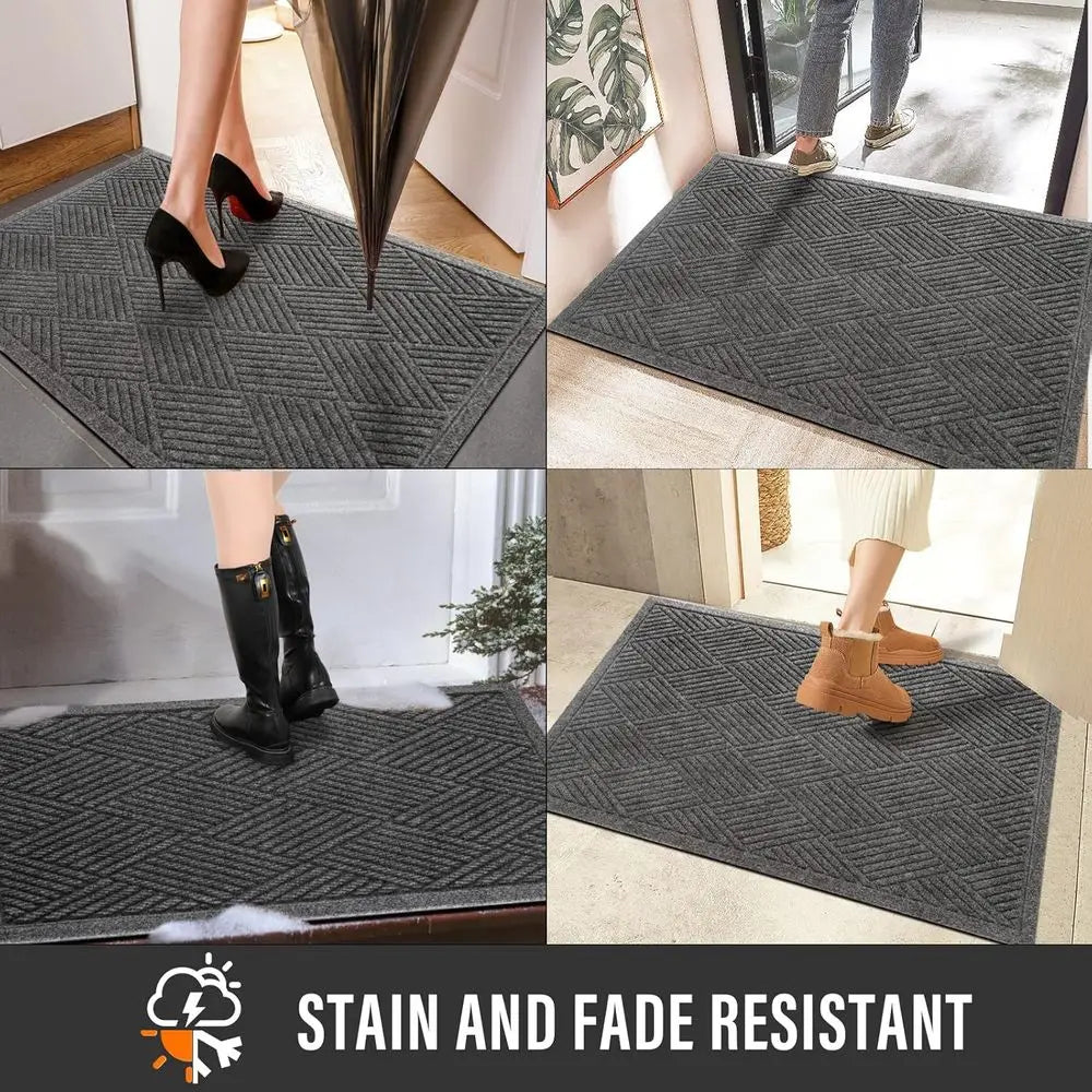 Front Door Mat Absorbent Mud Dirt Resistant Welcome Indoor Outdoor