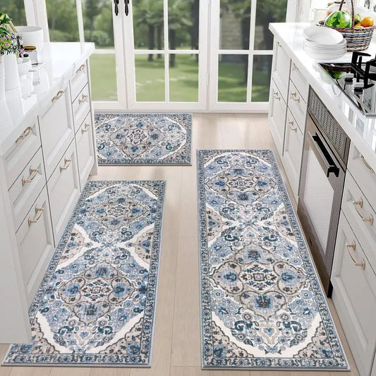 Farmhouse Boho Kitchen Rugs Set Of 3 Non Slip Washable Mats