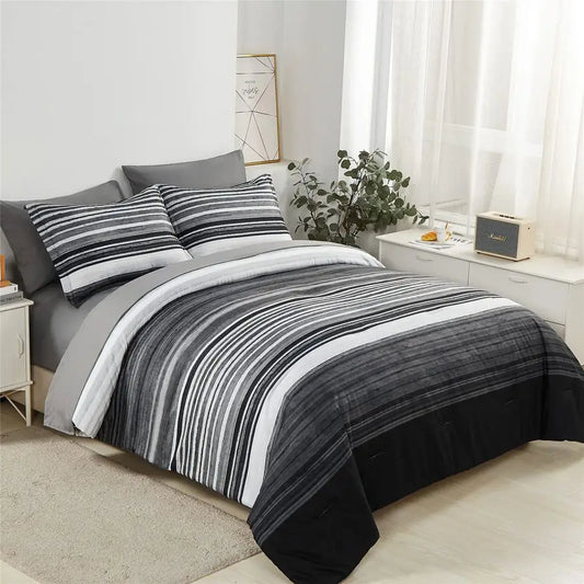 Bed In A Bag Stripe Comforter Set All Season Patchwork