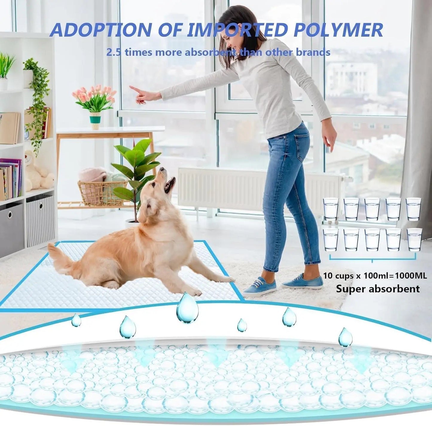 XXXL Puppy Pee Pads 31x47 100 Count, Leak-Proof Super Absorbent Disposable Training Pads for Dogs Cats Rabbits