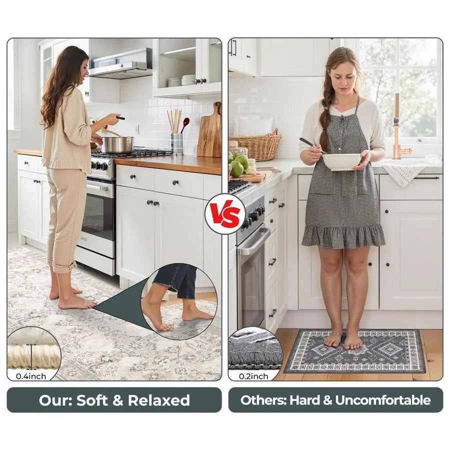 Boho Kitchen Rug Set Three Non Slip Anti Fatigue Mats