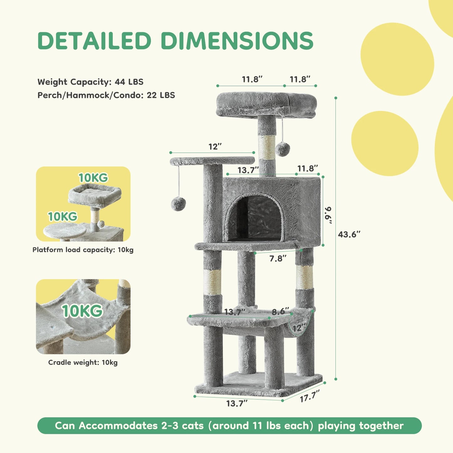 JHK Cat Tree Multi-Cat Climbing Tower For Indoor Cats