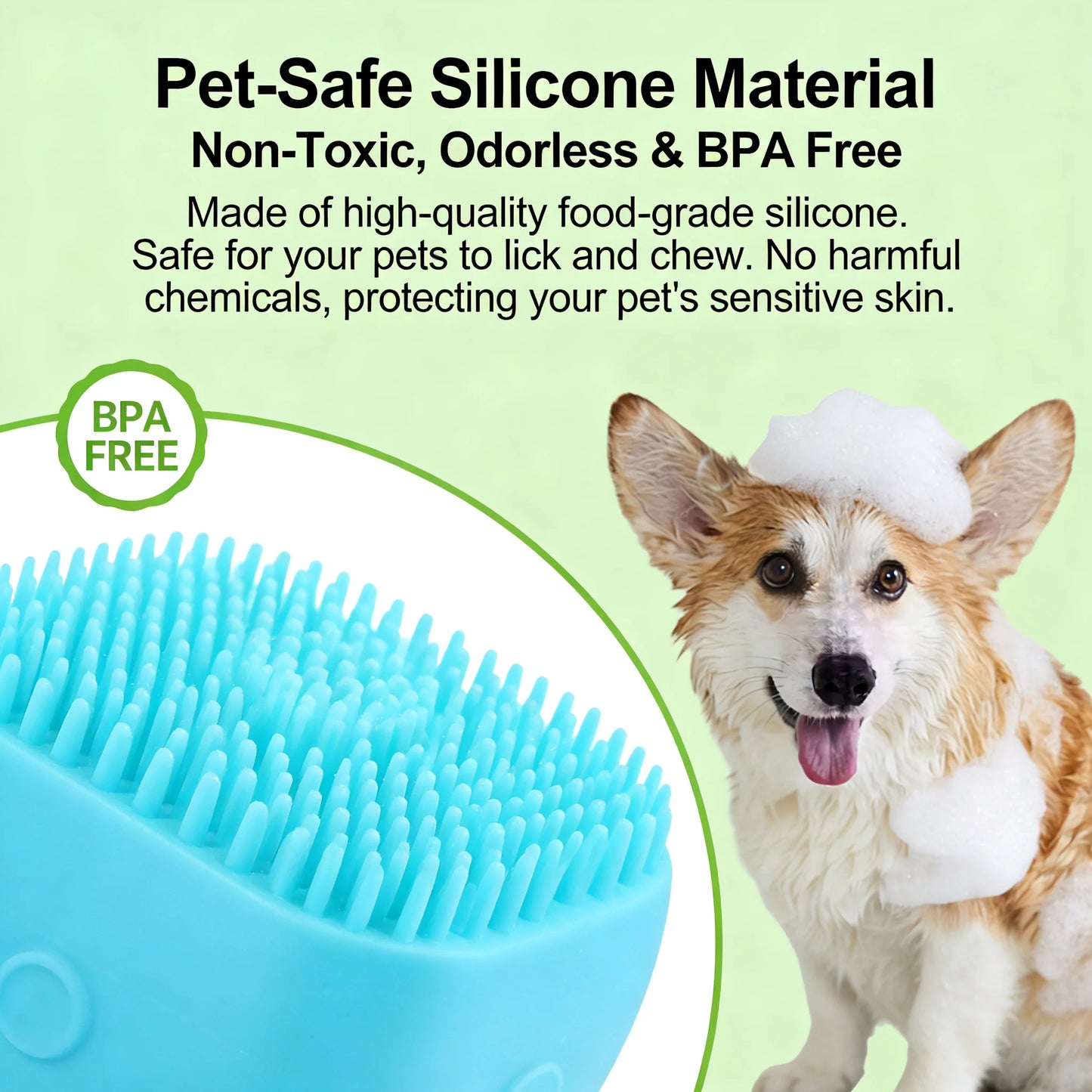 2-In-1 Pet Bath and Massage Brush Silicone Shampoo Storage