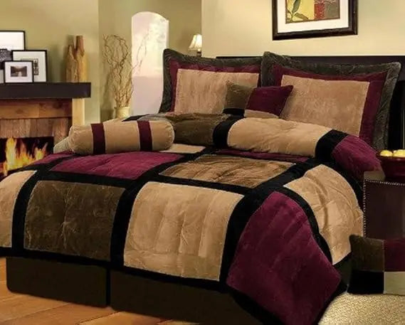 Micro Suede Queen Bed in a Bag Comforter Set Pillows