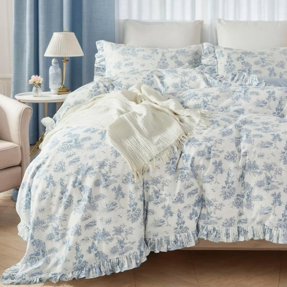 French Country Garden Floral Duvet Cover Set 100 Percent Cotton