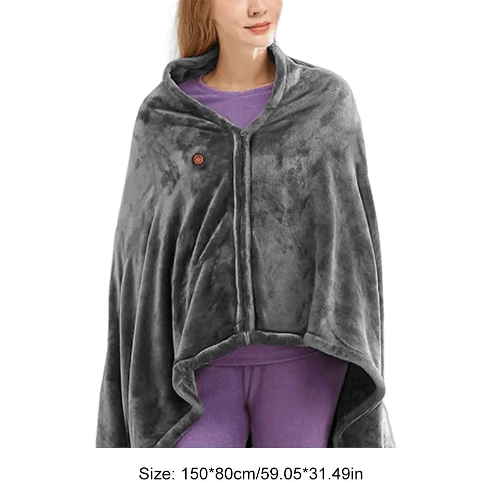 USB Electric Heated Blanket 3 Heating Levels Fleece Heated Blanket Wearable Heating Lap Blanket for Household and Office